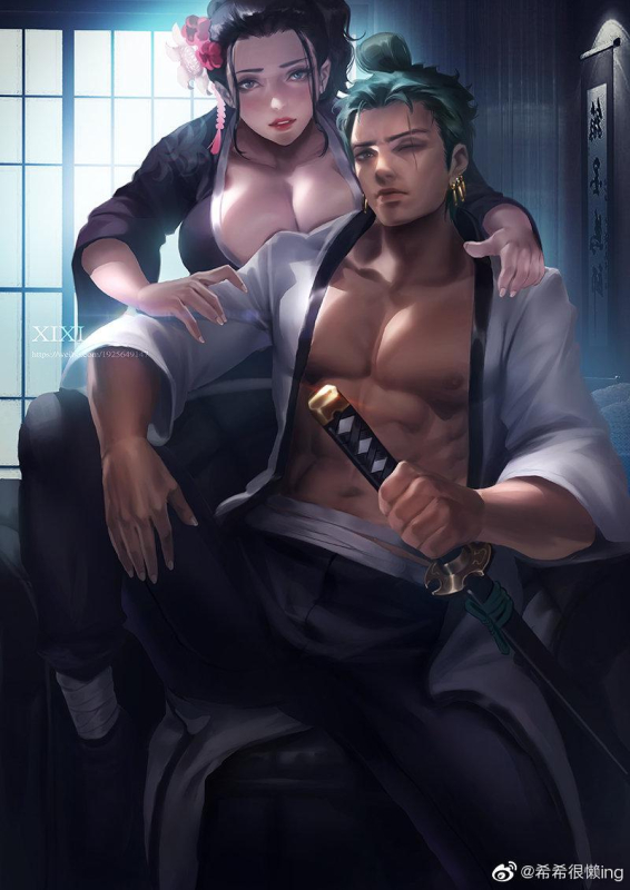 nico robin+roronoa zoro