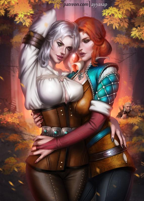 ciri+triss merigold+geralt of rivia