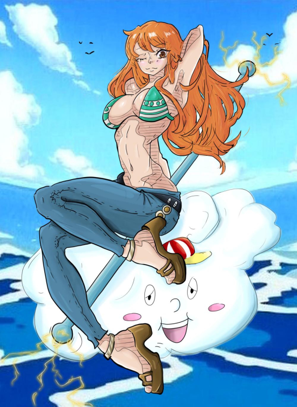 nami (one piece)+zeus (one piece)