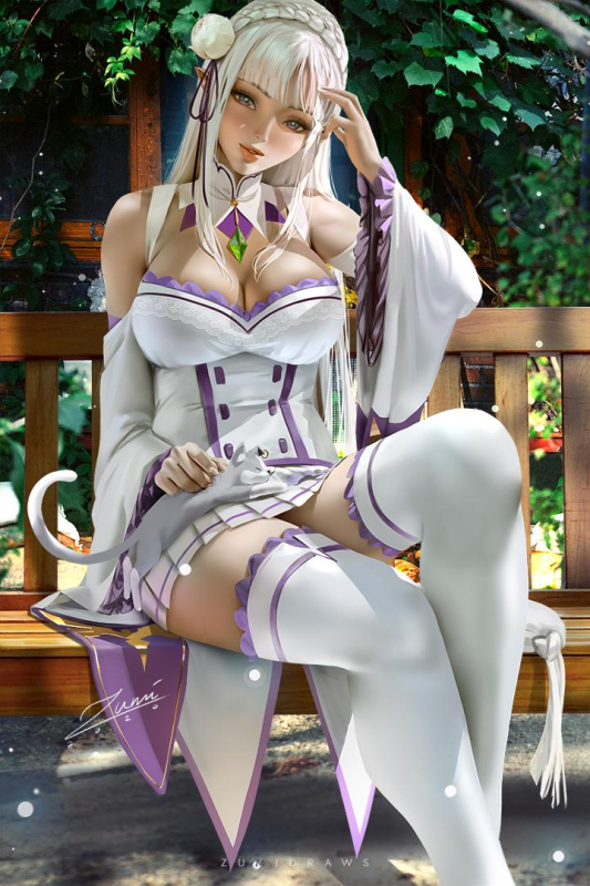 emilia (re zero)+puck (re zero)