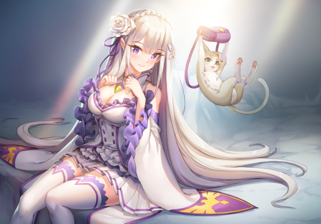 emilia (re zero)+puck (re zero)