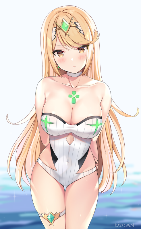 mythra (xenoblade)+mythra (radiant beach) (xenoblade)