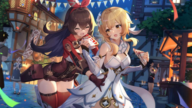 amber (genshin impact)+lumine (genshin impact)