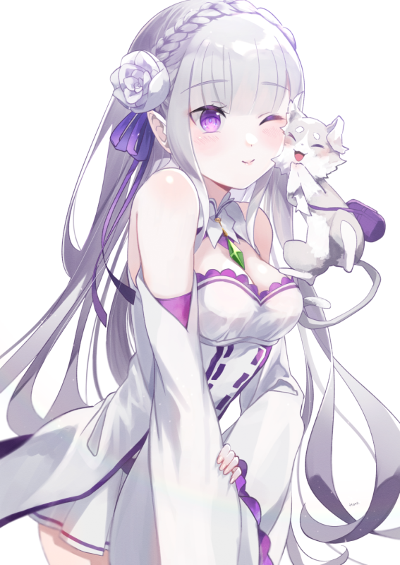 emilia (re zero)+puck (re zero)