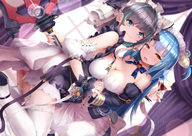 cheshire (azur lane)+neptune (azur lane)