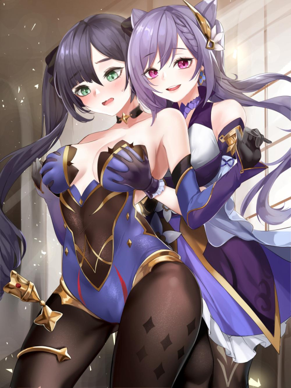 keqing (genshin impact)+mona (genshin impact)