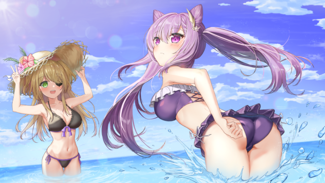 keqing (genshin impact)+fischl (genshin impact)