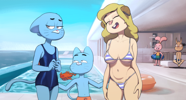 anais watterson+chi chi+chi chi's mom+darwin watterson+gumball watterson+nicole watterson